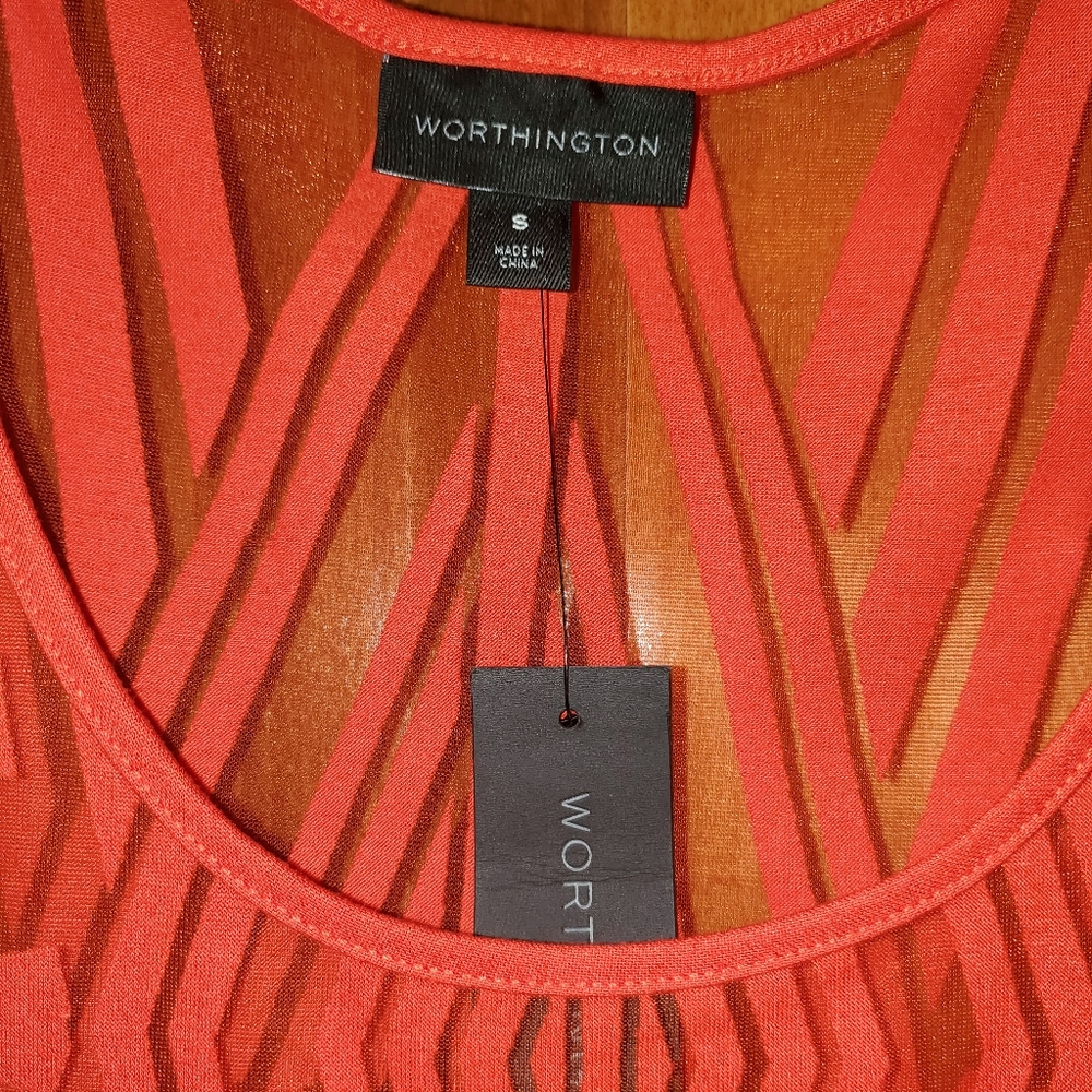 Worthington size small Sheer orange tank top new with tags. Abstract - Picture 3 of 5